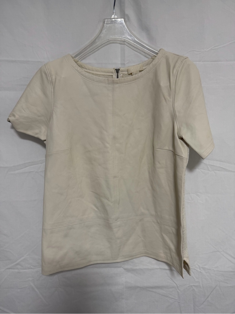 J. Crew Cream Short-Sleeve Leather Tee